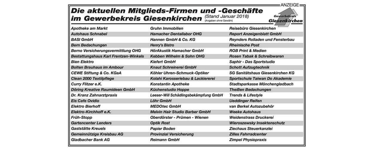 Gewerbekreis Mitglieder 2018