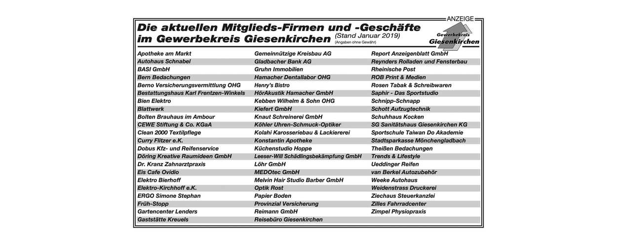 Mitgliedsunternehmen 2019